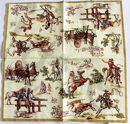 Tovaglioli: Serviette wilder westen (t4/5) rot oder creme 2Stk. – Nuovo (secondo la descrizione) da Schlatt TG venduto da kreativ-atelier