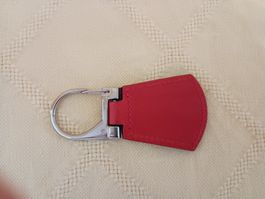 Schlüsselanhänger rot, Karabiner, Leder, ca. 9 cm