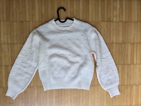 MNG Strickpullover, weiss - beige, Grösse XXS