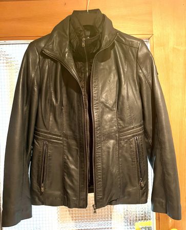 Lederjacke, dunkelblau, Grösse 40
