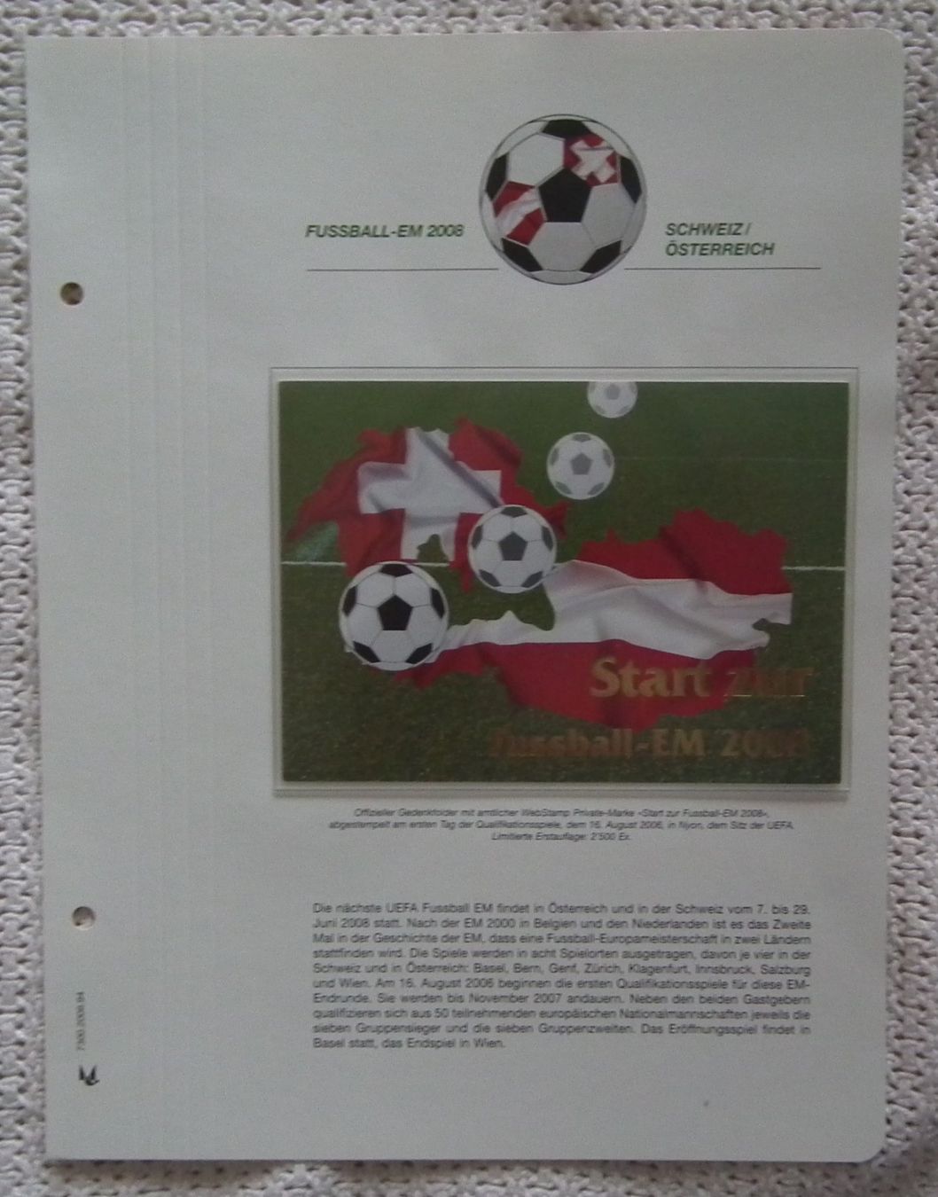 Tutti i francobolli: Fussball, WM-2006 und EM-2008 Briefe mit Gedenkfolder – Usato da Kriens venduto da WULLU99 1
