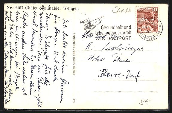 Cartes postales: AK Wengen, Chalet Sonnhalde – D'occasion à Berlin par bartko-reher 1
