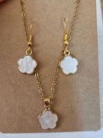 Schmuck set Blumen Ohrringe Kette Blume weiss