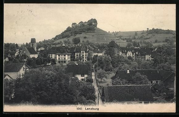 Cartoline postali: AK Lenzburg, Strassenpartie mit Kirche – Usato da Berlin venduto da bartko-reher