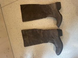 Damen Stiefel Wildleder braun, Made in Italy, Gr. 37