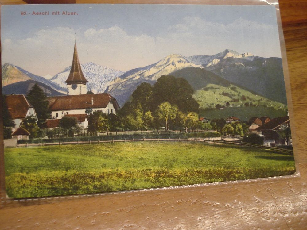 Aeschi Mit Alpen, 1936, O Aeschi Bei Spiez, Farbig | Kaufen Auf Ricardo