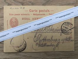 17.11.1890 Postkarte Zürich Schweiz - Deutschland