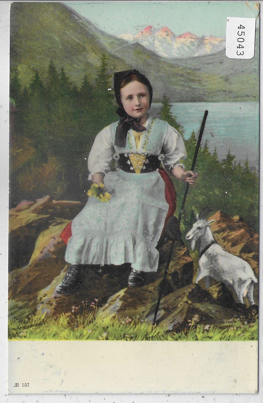 Cartoline postali: Trachtenmädchen mit Ziege – Usato da Ettingen venduto da Kartenplanet