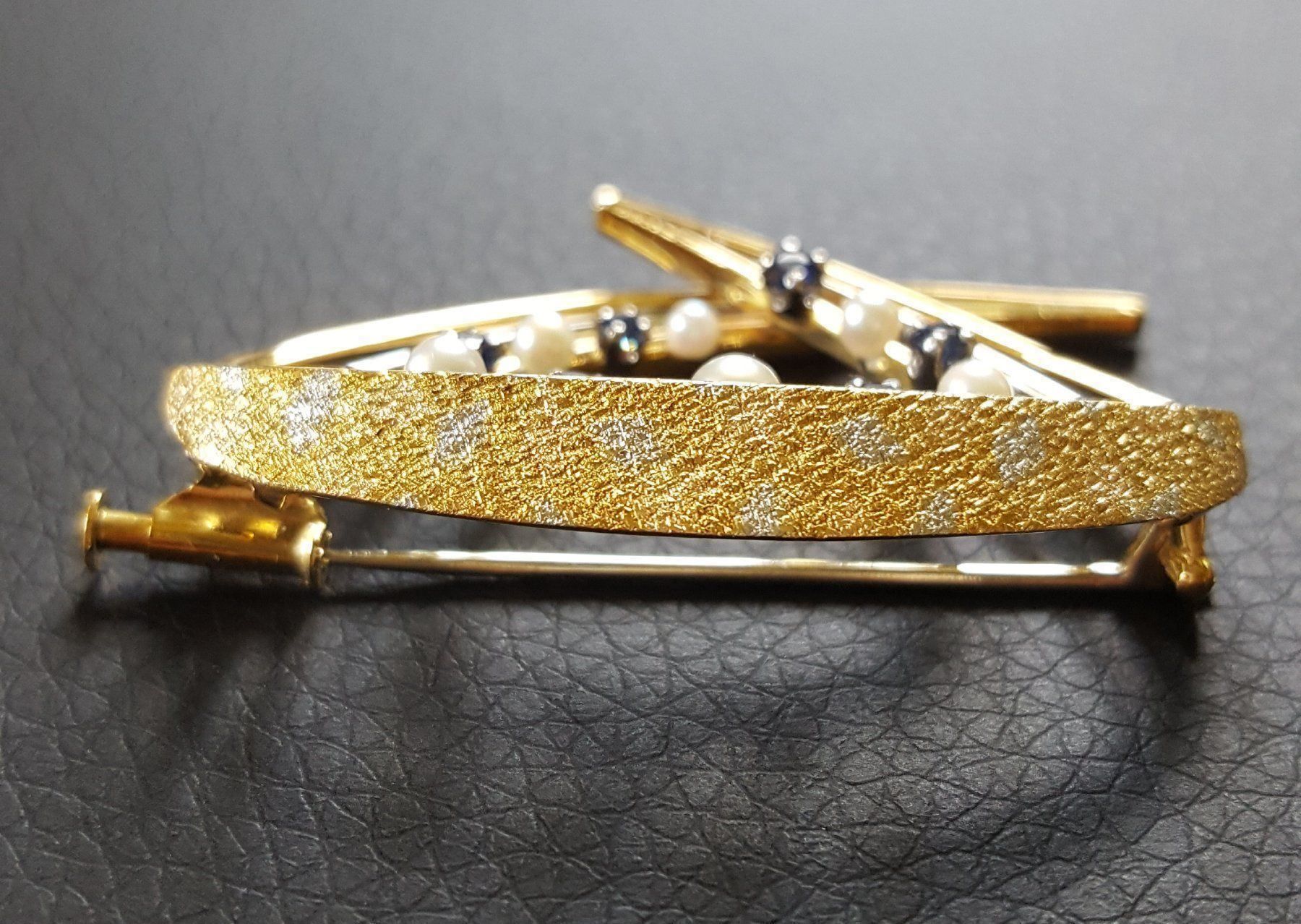 Broschen & Nadeln: Gold 750 Broche Mit Saphire/Perlen – Gebraucht aus Wald ZH von Dasilver 1