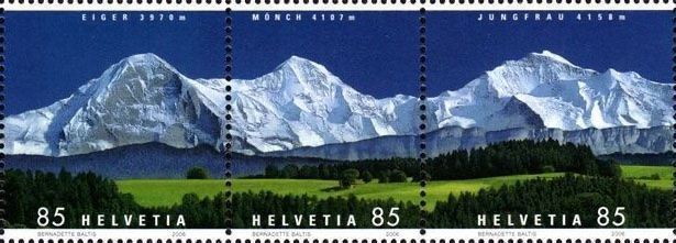 Tutti i francobolli: 3er Bergpanorama Eiger-Mönch-Jungfrau** – Nuovo (secondo la descrizione) da Dottikon venduto da haeusibuh5