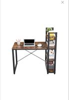 Schreibtisch mit Regal braun Holzoptik Metall 