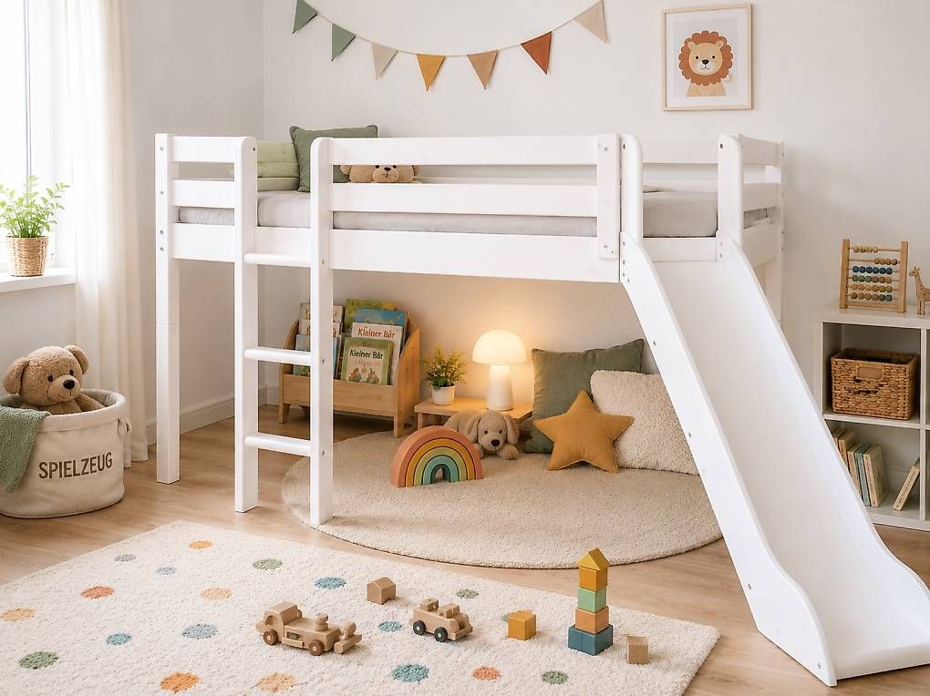 Letti: Flexa Classic Halbhochbett mit Rutsche  CHF 350.  – Usato da Zürich venduto da Hackiko