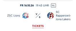 ZSC Lions vs SC Rapperswil Jona Lakers