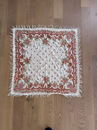 Vintage Noa Noa Floral Scarf with Fringe - Warm Style!
