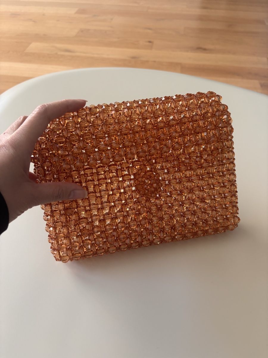 Taschen für Damen: Handmade Perlen-Handtasche, Orange/Braun – Neu (gemäss Beschreibung) aus Horgen von tha_h6cv 2