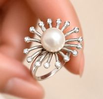 SCHNÄPPCHEN – 925 SILBER PERLENRING – DESIGNER BLÜTENFEUERWE