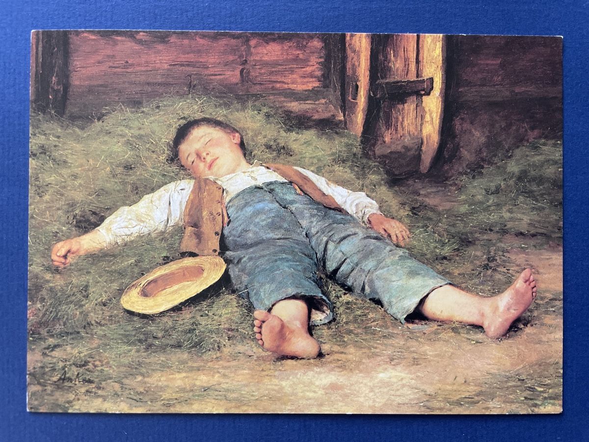 Cartoline postali: Originale Ansichtskarte: Albert Anker "Knabe im Heu" TOP – Usato da Neuhausen am Rheinfall venduto da Arielle55
