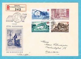 Pro Patria R-Satzbrief 1949 mit A-Stempel Bundesfeier ZH !
