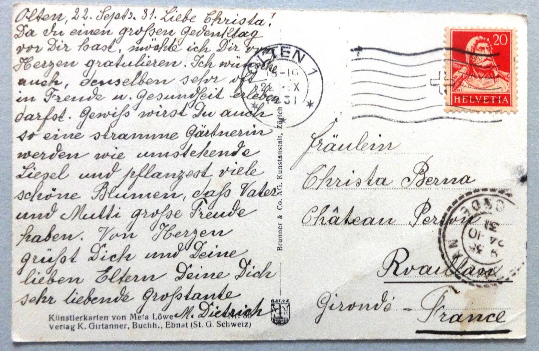 Cartoline postali: Abendfrieden - Paix du soir – Difettoso da Fétigny venduto da Billy2miny 1