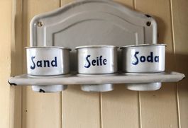 Antike Küchenapotheke aus Metall, emailliert, Vintage