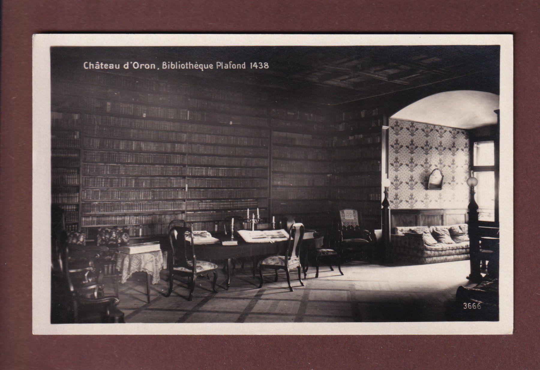 Cartoline postali: Château d'ORON - Bibliothèque Plafond – Usato da Pully venduto da nicecards