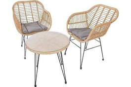 Gartentisch & Stühle Balkon 3er Set Rattan