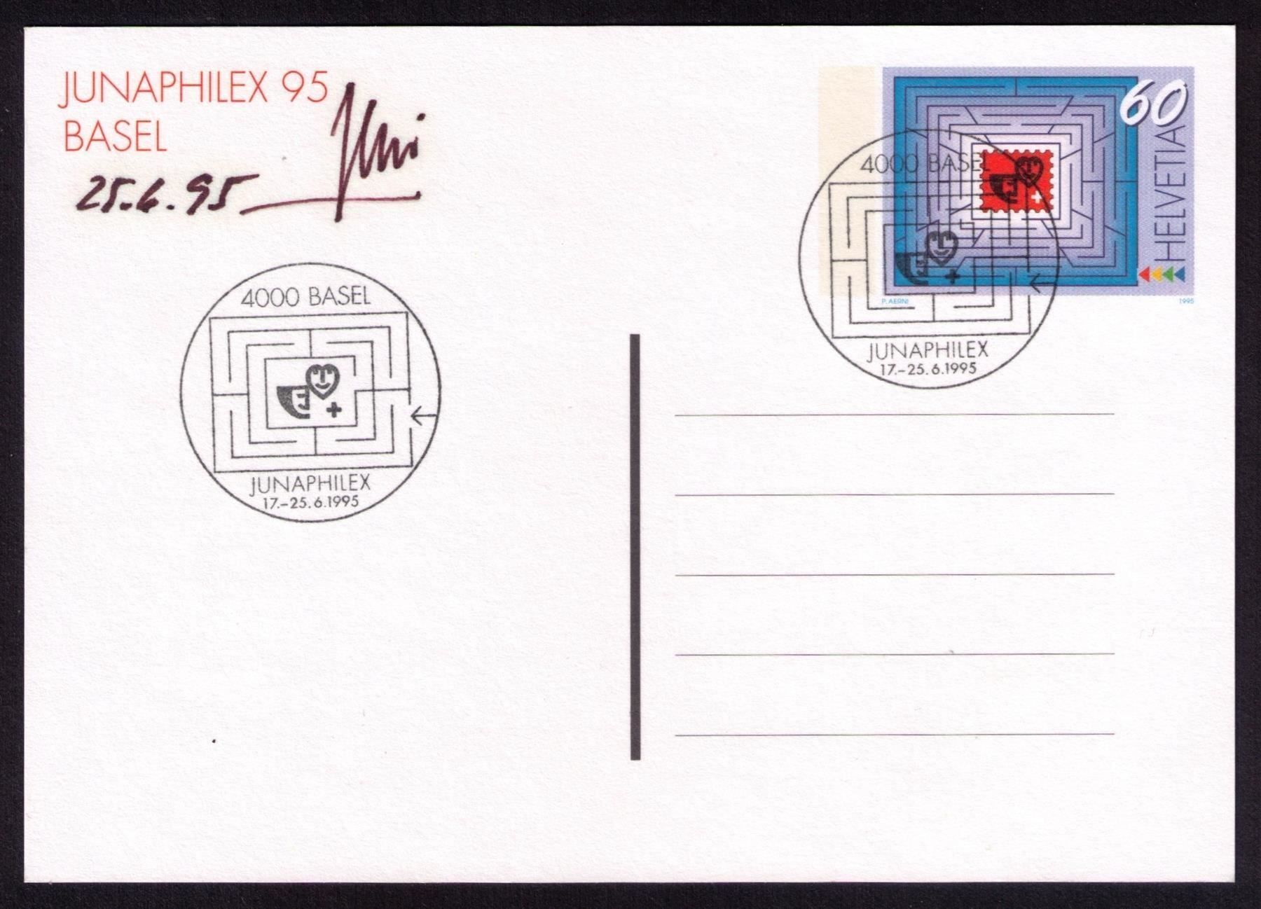 Tutti i francobolli: 1995_JUNAPHILEX 95_Entwerfer-AUTOGRAMM P. Aerni !! – Usato da Marthalen venduto da Ch_quality 1