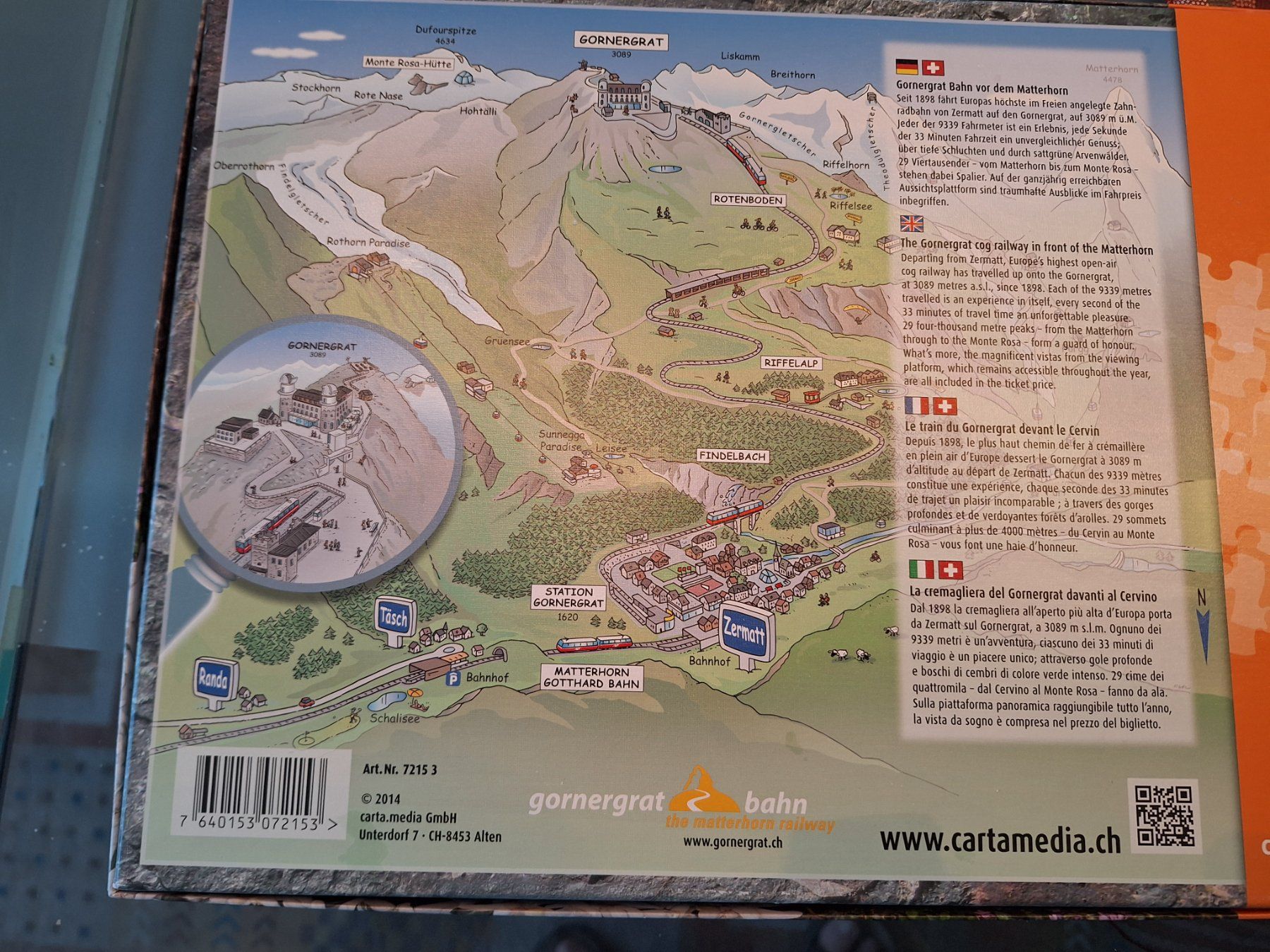 Puzzle: Puzzle  GORNERGRATBAHN VOR DEM MATTERHORN  1000 Teile – Difettoso da Dornach venduto da kurtbahn 1