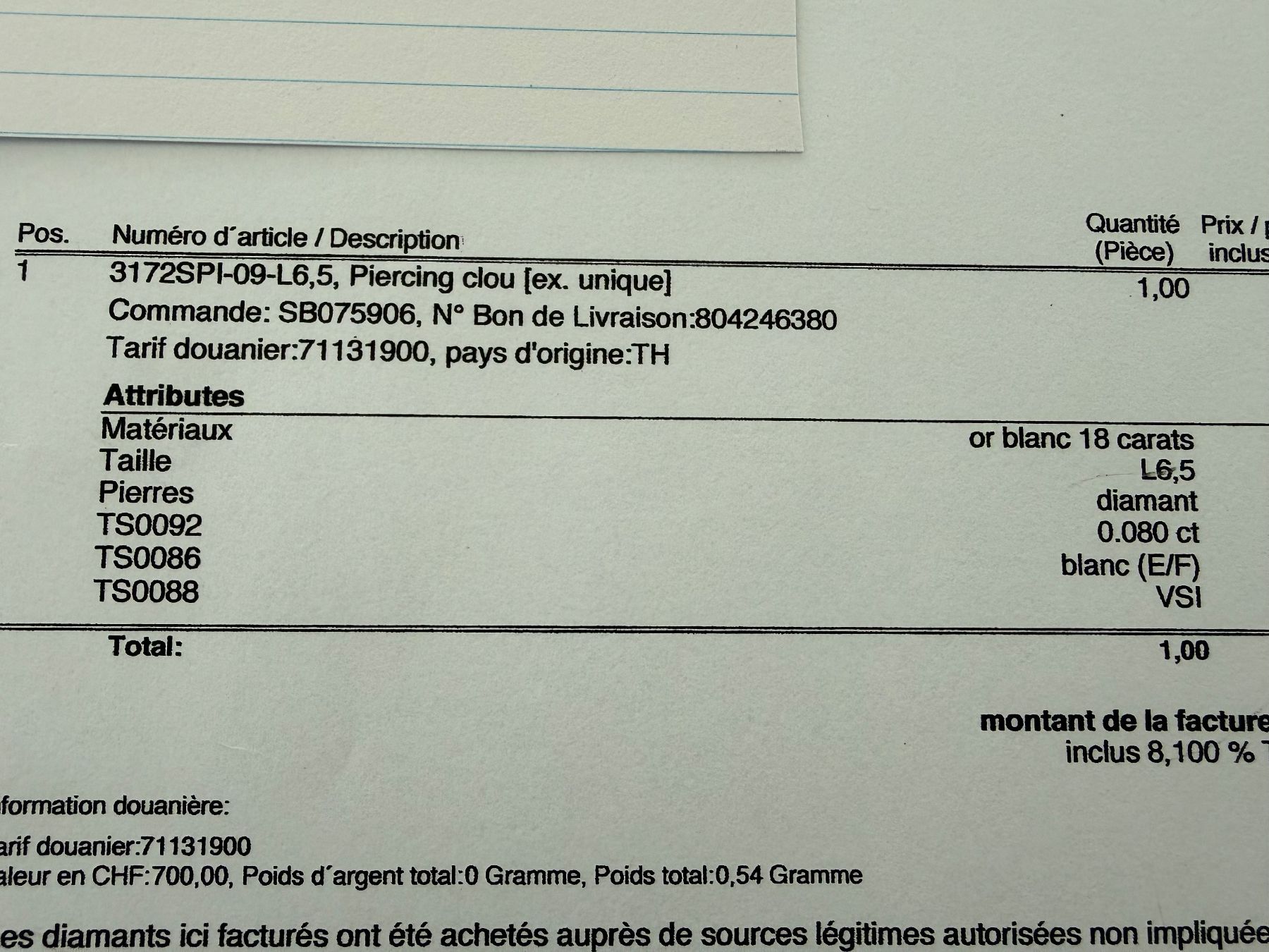 Gioielli per piercing: Piercing d'oreille Or blanc Diamants / white gold diamonds – Nuovo (secondo la descrizione) da RICHTERSWIL venduto da mftjt63 9