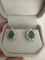 LAST BEFORE MELT Emerald Diamond Earrings 14k Gold