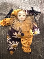 4er Set Vintage Miniatur Porzellanpuppen Harlekin/Clown