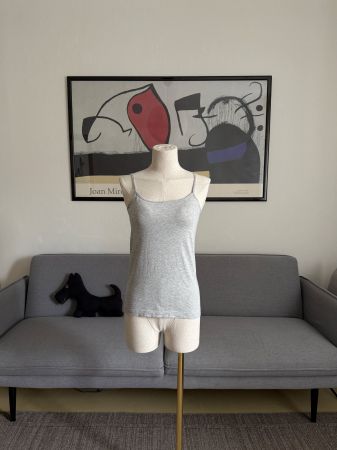 Muji - Canottiera con reggiseno in misto seta, Grigio, S