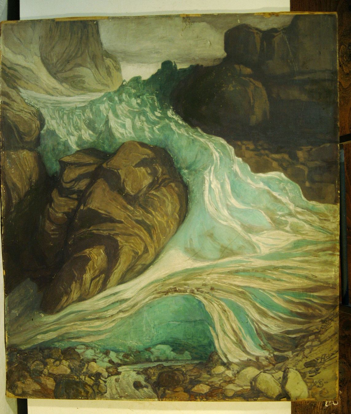 Gemälde: Gletscherbild monogrammiert S.C.1906 Oel auf Karton – Gebraucht aus Herisau von Wisen