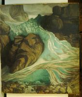 Gletscherbild monogrammiert S.C.1906 Oel auf Karton