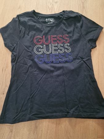 Guess T-Shirt Damen XL, Schwarz mit coolem Print!