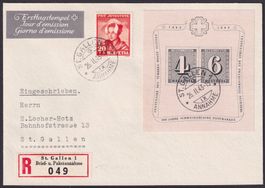 W14 FDC Jubiläumsblock 1943, ET-Stempel ST.GALLEN Kat: 300.-