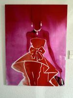 Wandbild Frau in rotem Kleid Glasbild guter Zustand