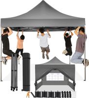 Faltpavillon 3x3m wasserdicht winterfest Grau mit Seitenwand