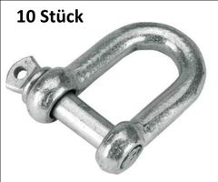 10 Stk. Schäkel gerade Ø 8 mm. Stahl verz. Gratis Lieferung!