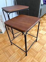 Salontische Set, Holz & Metall