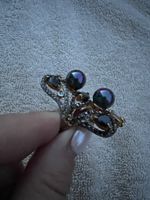 Schmuck: Eleganter Damenring mit Perlen, Grösse 19/20