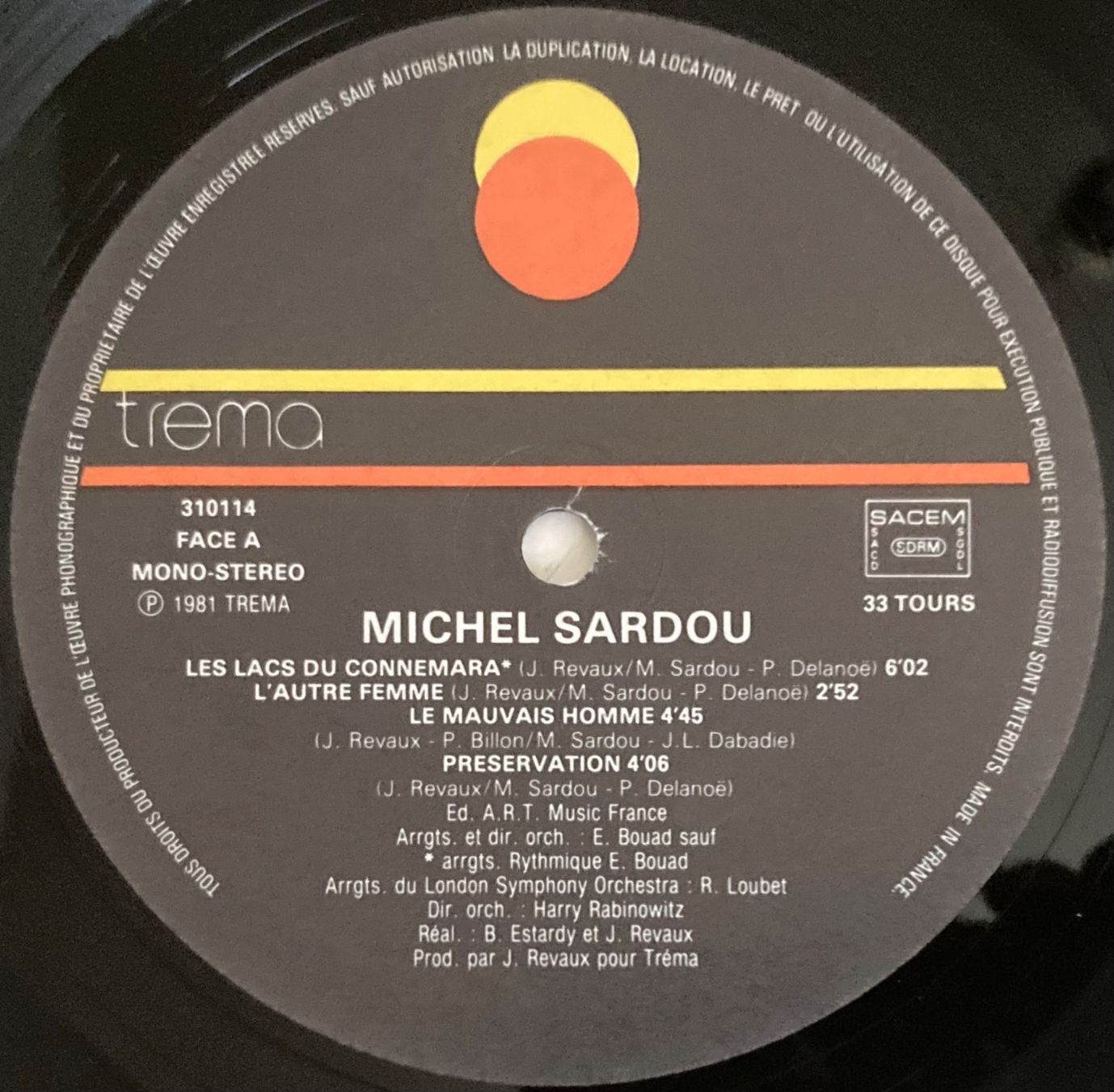 Dischi in vinile: MICHEL SARDOU - LS LACS DES CONNEMARA – Usato da Poliez-Pittet venduto da Newtown-Records 2