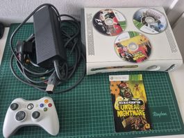 Microsoft Xbox 360 Konsole mit Controller und 3 Spielen