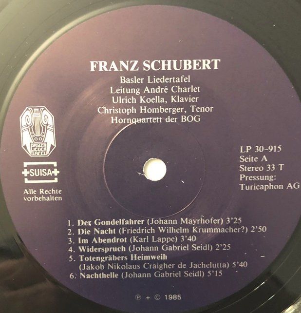 Dischi in vinile: Franz Schubert / Basler Liedertafel  (LP) – Usato da Grüningen venduto da azulamarillo_vinyl 3