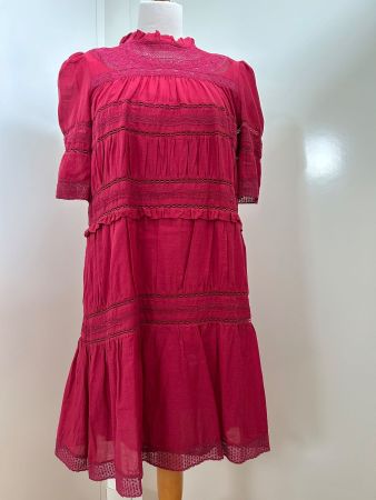 Isabel Marant Etoile - dunkelrotes Kleid mit Spitzenbesatz