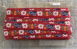 STOFFBAND 22.60 METER ENZIAN UND EDELWEISS NEU