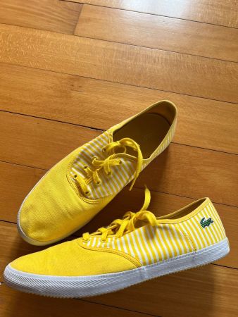 Neuwertig Lacoste Damen Sneakers gelb/weiss, Gr. 41