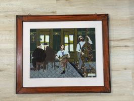 Tolles Kunstbild/Stoffcollage „Stubete“, Erika Pegoraro 1984