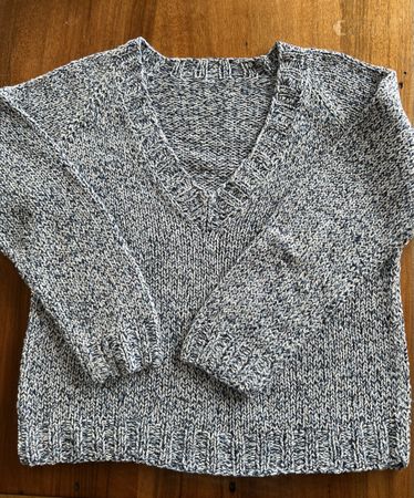 Damenpullover blau/weiss meliert