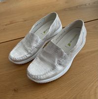 Leder Loafer Schuhe Gr. 39, silber von der Marke Waldläufer